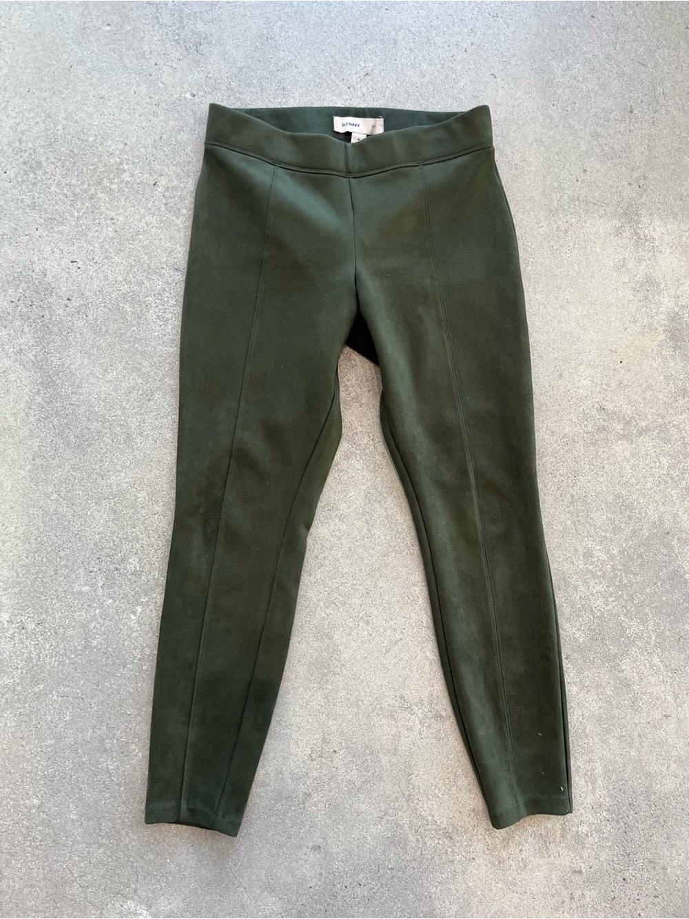 Old Navy Olive Green Faux Suede Leggings Fall Pants Sz M